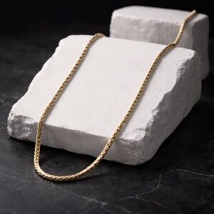 Mens Womens 18” Unisex 14k Gold Plated Stainless Steel Chain Necklace Fox Tail